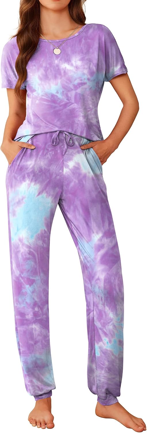 Ekouaer Pajamas for Womens Set Soft 2 Piece Loungewear with Jogger Pants