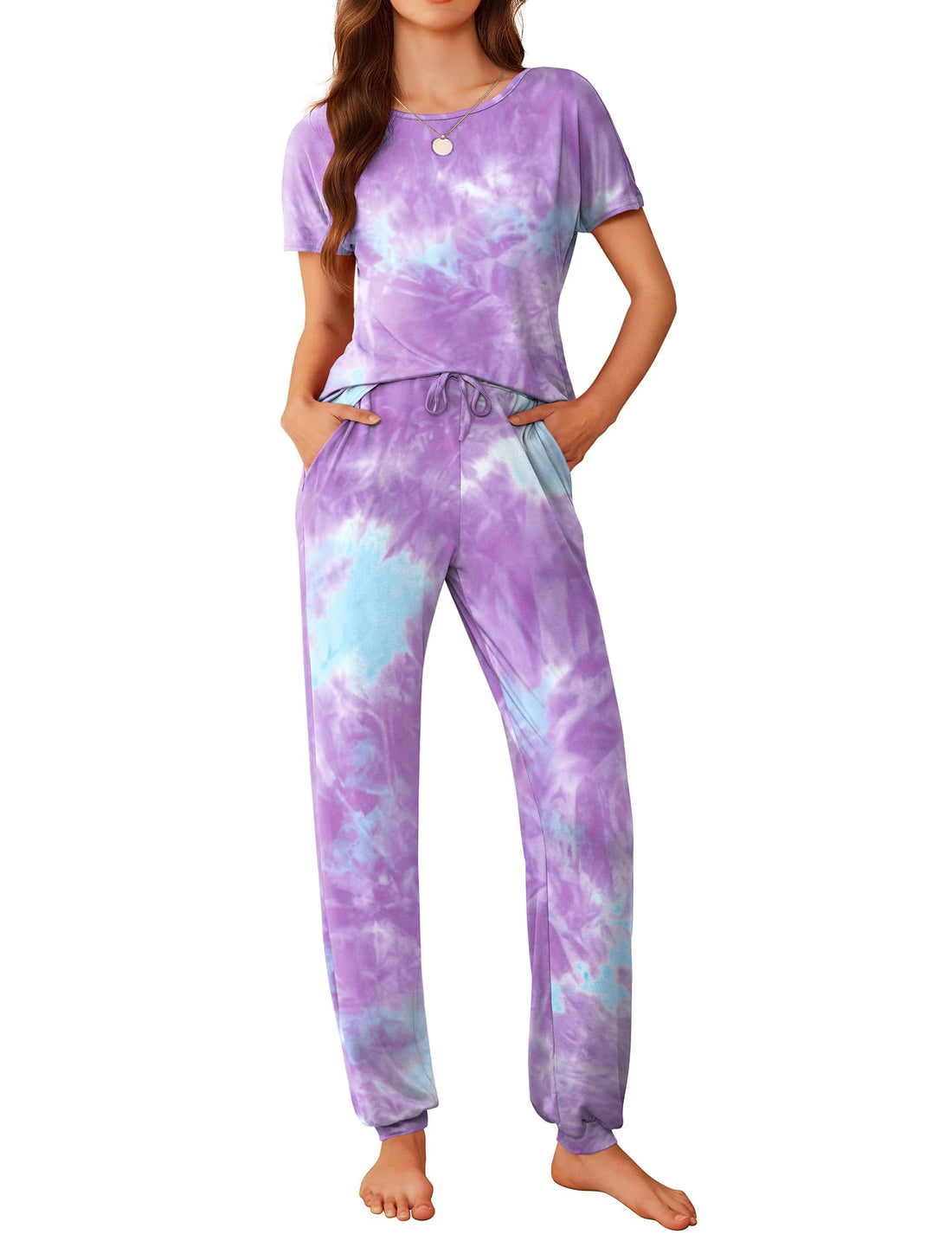 Ekouaer Pajamas for Womens Set Soft 2 Piece Loungewear with Jogger Pants