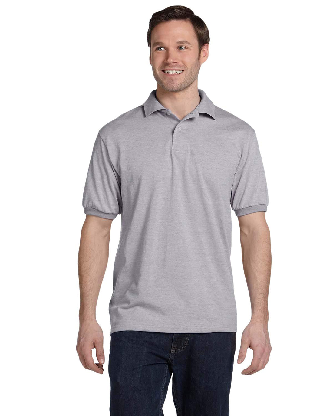 Hanes Mens EcoSmart Jersey Polo Shirt, Short-Sleeve Shirts for Men, T-Shirt, 2-Pack