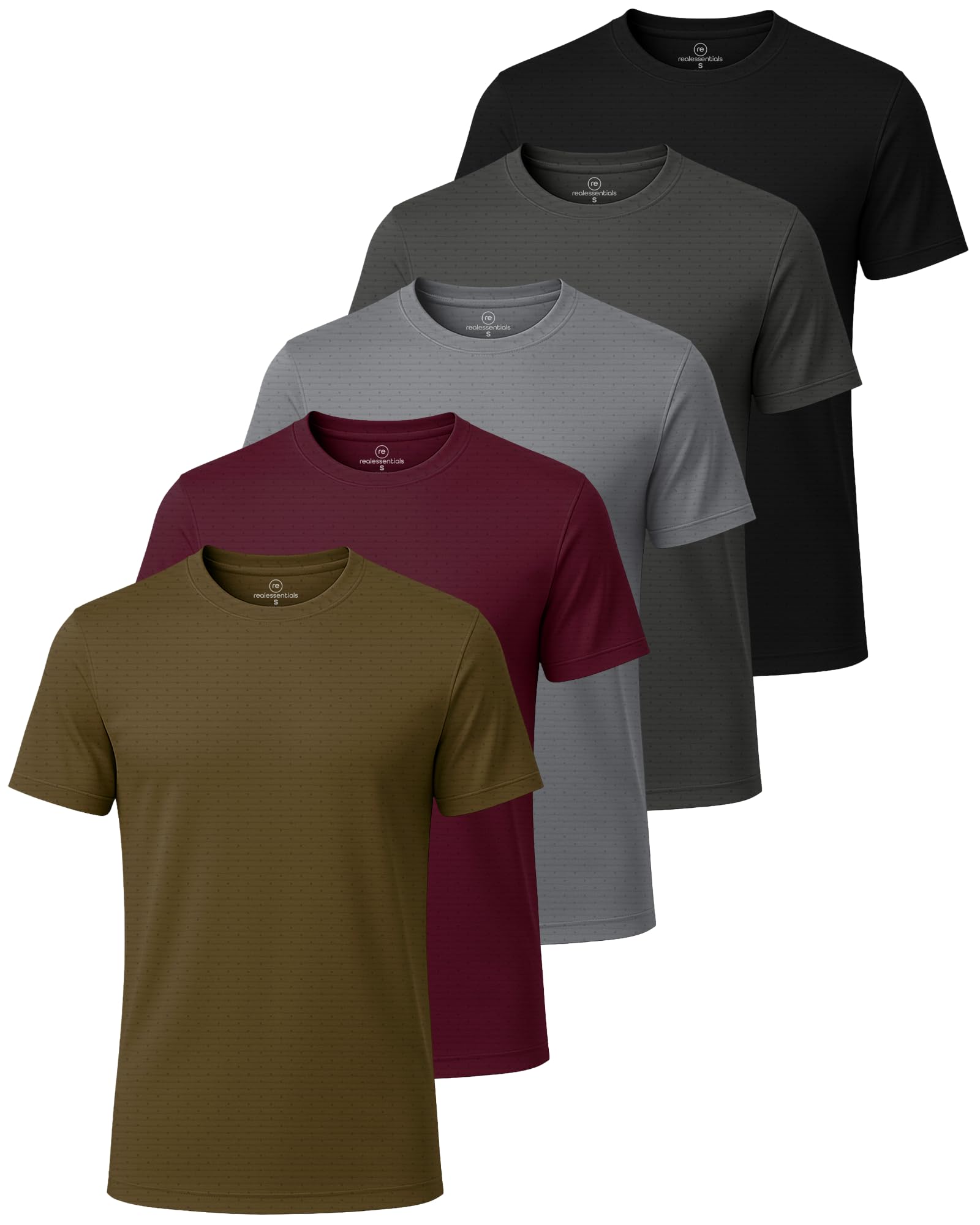 5 Pack Men's Dry Fit Short Sleeve Crew T Shirts Gym Tees Athletic Workout | Breeze Tech, Cooling Moisture Wicking Breathable, Soft Casual Workout, Running Hiking Exercise Soccer