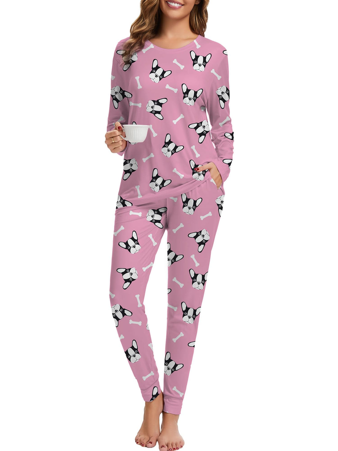 2 Piece Pjs Set For Womens Pajamas Lounge Set Long Sleeve Joggers Pants Sleepwear with Pockets