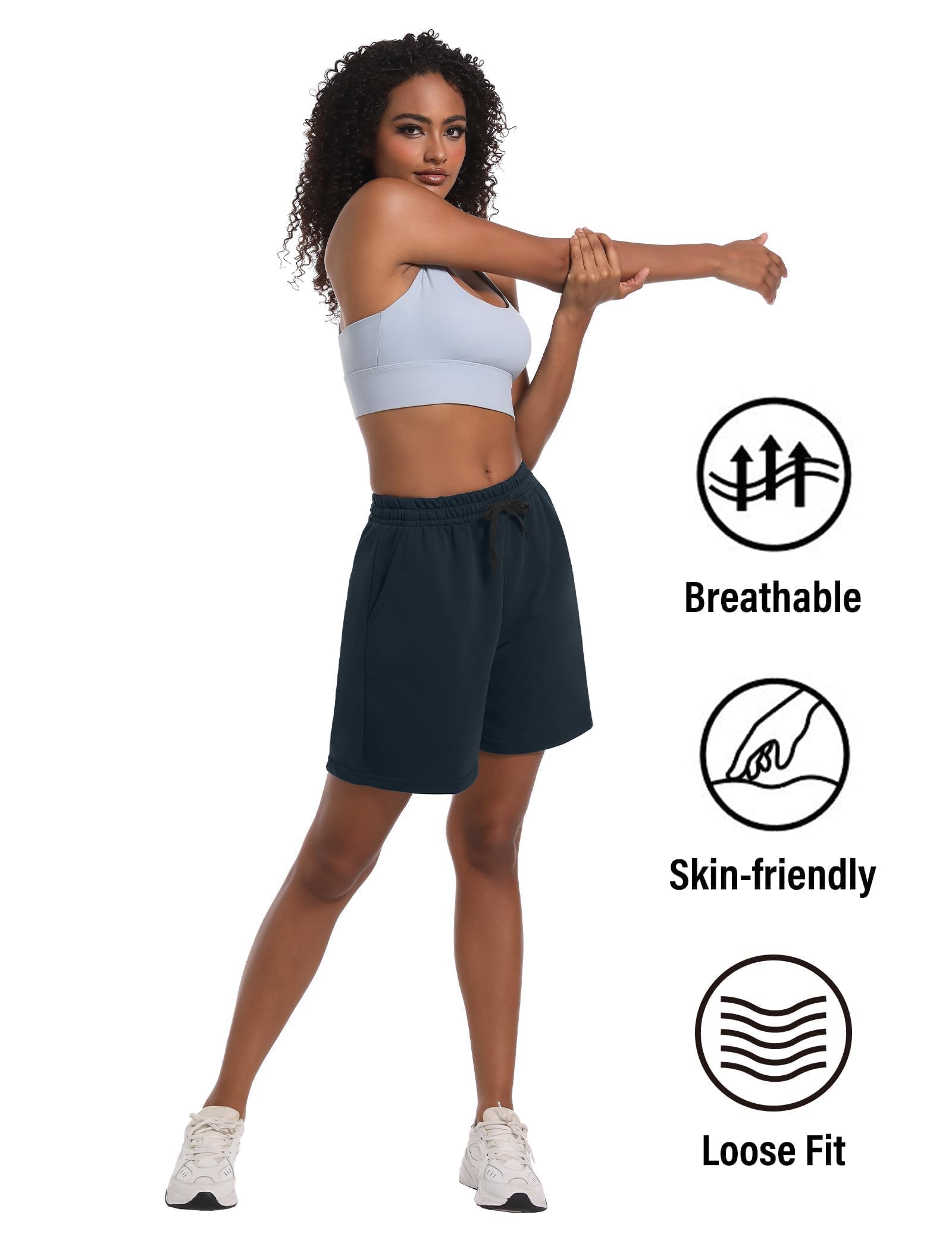 Dalavch 4 Pack Women's Summer Sweat Shorts Cotton Drawstring with Pockets | Comfy, Casual, Lounge, Sport, Athletic, Travel, Basketball, Jogger, Loose Fitting, Knit, Active Wear, Bermuda, Shorts