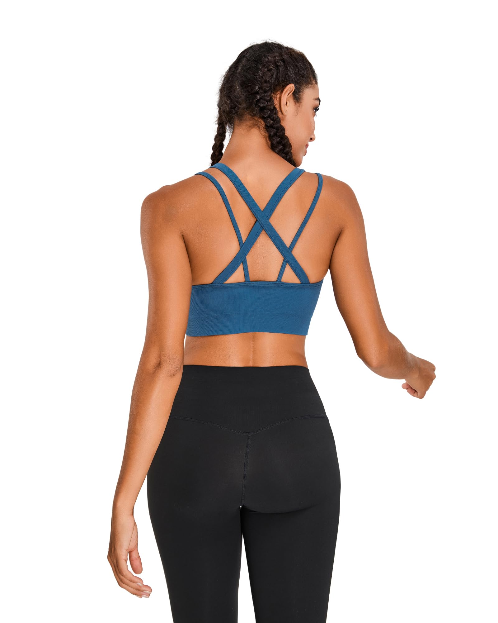 Sports Bras for Women HIigh Support, Criss-Cross Back Padded Strappy High Impact Sports Bras for Women Large Bust