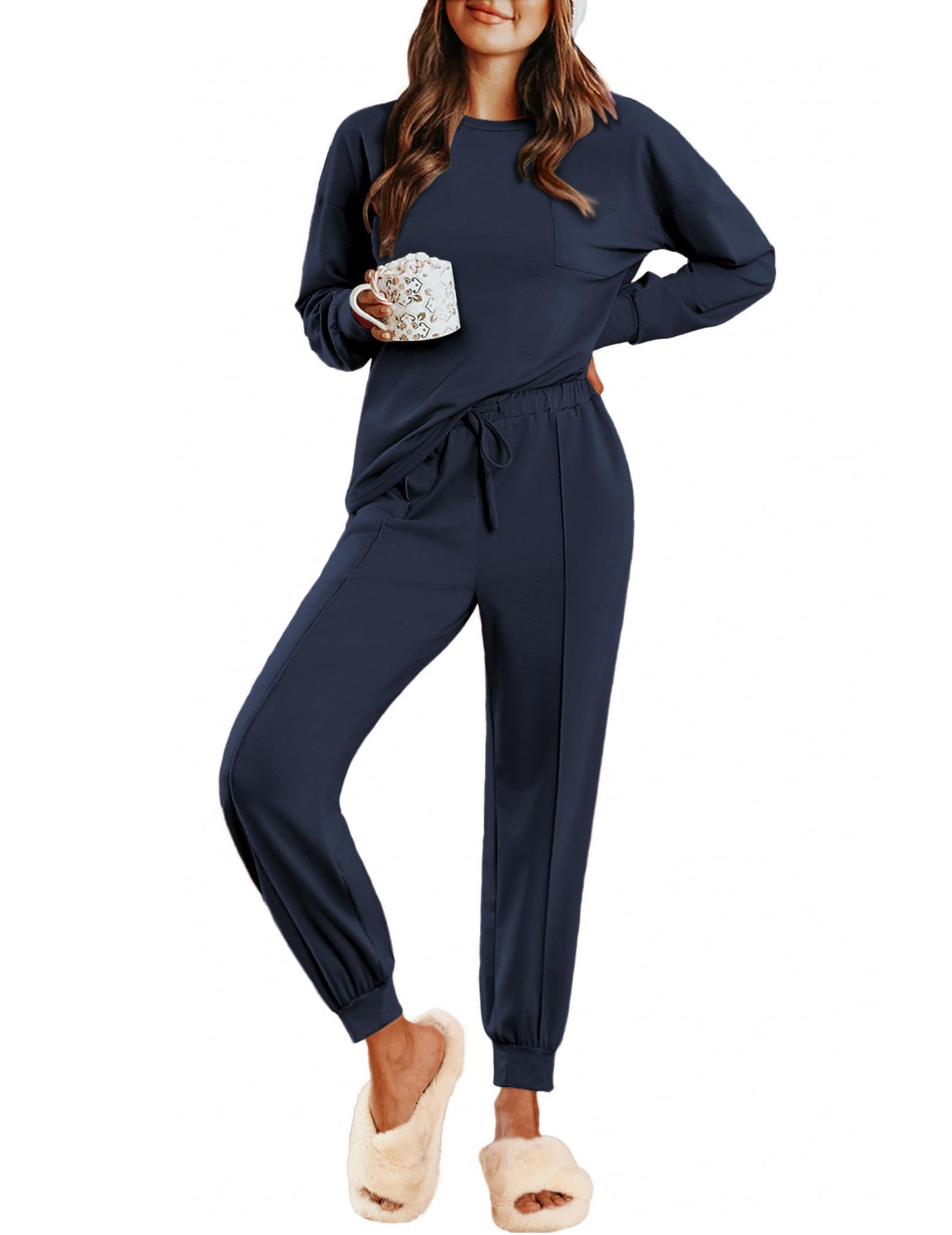 Ekouaer Lounge Sets for Women 2 Piece Jogger Pants Pajamas