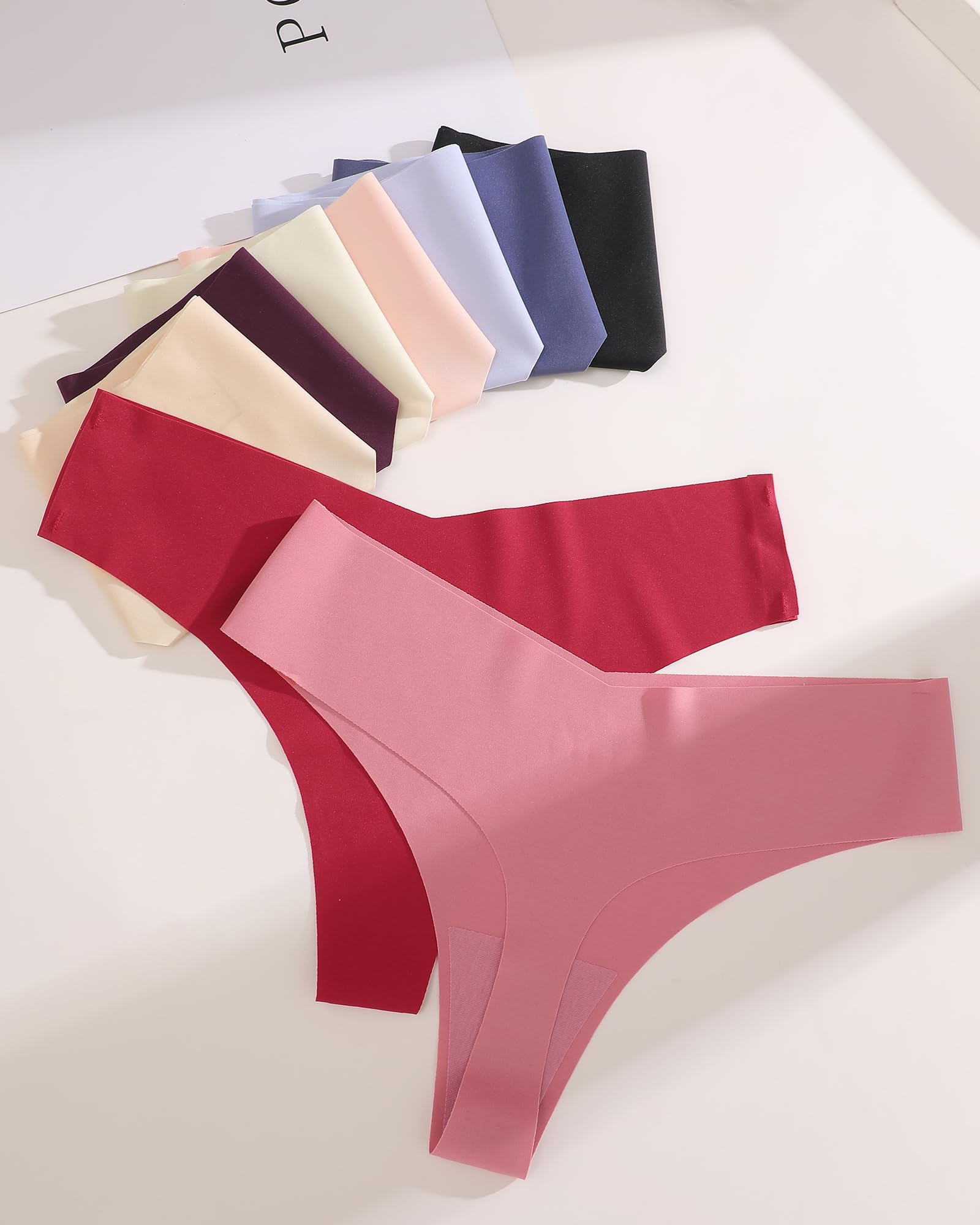 Take Talk Underwear Womens 9 Pack Seamless Thongs No Show Workout Panties | V-waisted Invisible Sexy Tangas,Lingerie for Women,for Workout Sets for Women,for Fitness Clothing,for Gym,Yoga,Running