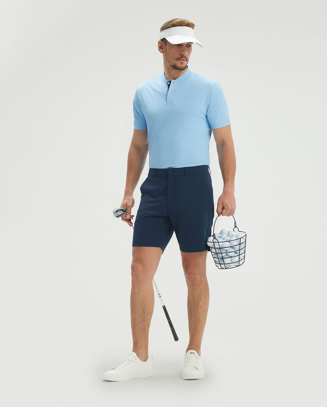 M MAELREG Mens Golf Shirts Collarless Performance Dry Fit Moisture Wicking Casual Solid Short Sleeve Henley Shirts for Men