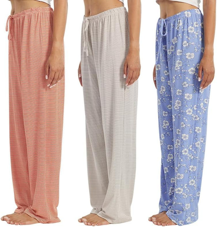 3PC or 5PC Women's Pajama Pants - Wide Leg Sleepwear, Lounge PJs
