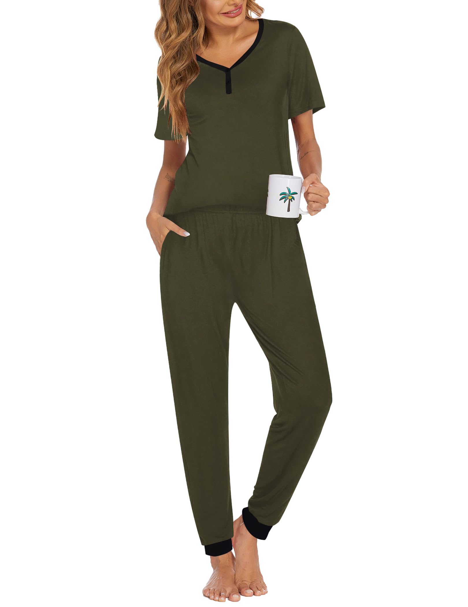 Ekouaer Pajamas for Women Set 2 Piece Fall Sleepwear with Pockets