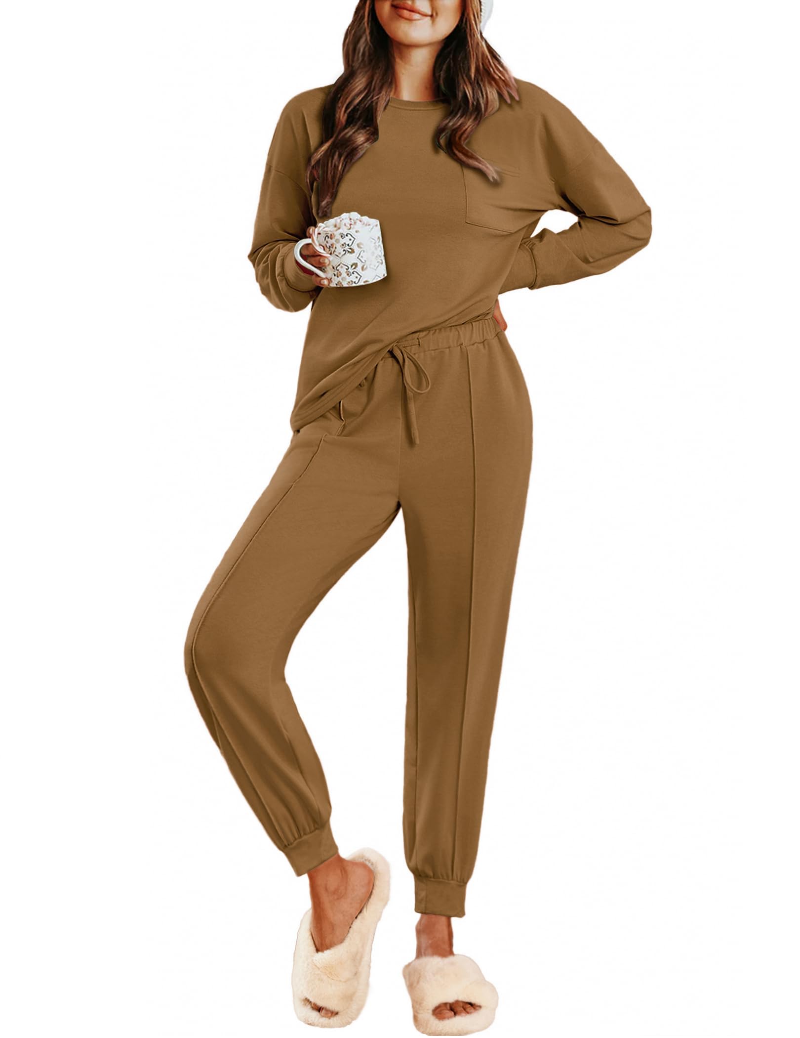 Ekouaer Lounge Sets for Women 2 Piece Jogger Pants Pajamas
