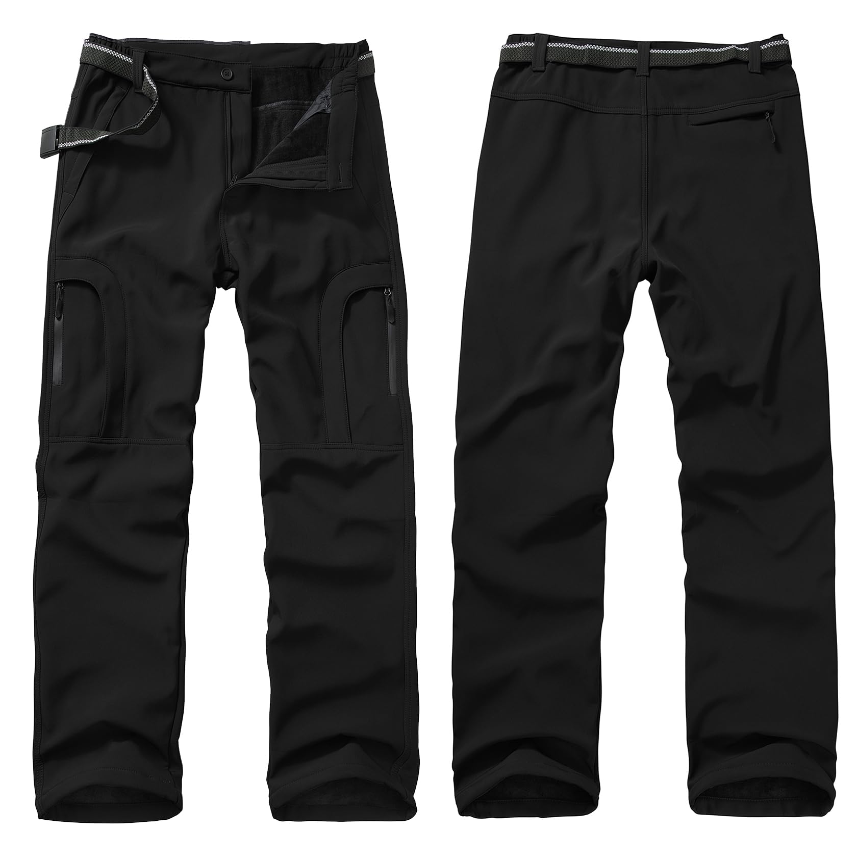 Toomett Men's hiking Snow Pants Skiing Winter Insulated Fleece lined Outdoor Water Repellent camping,walking,fishing