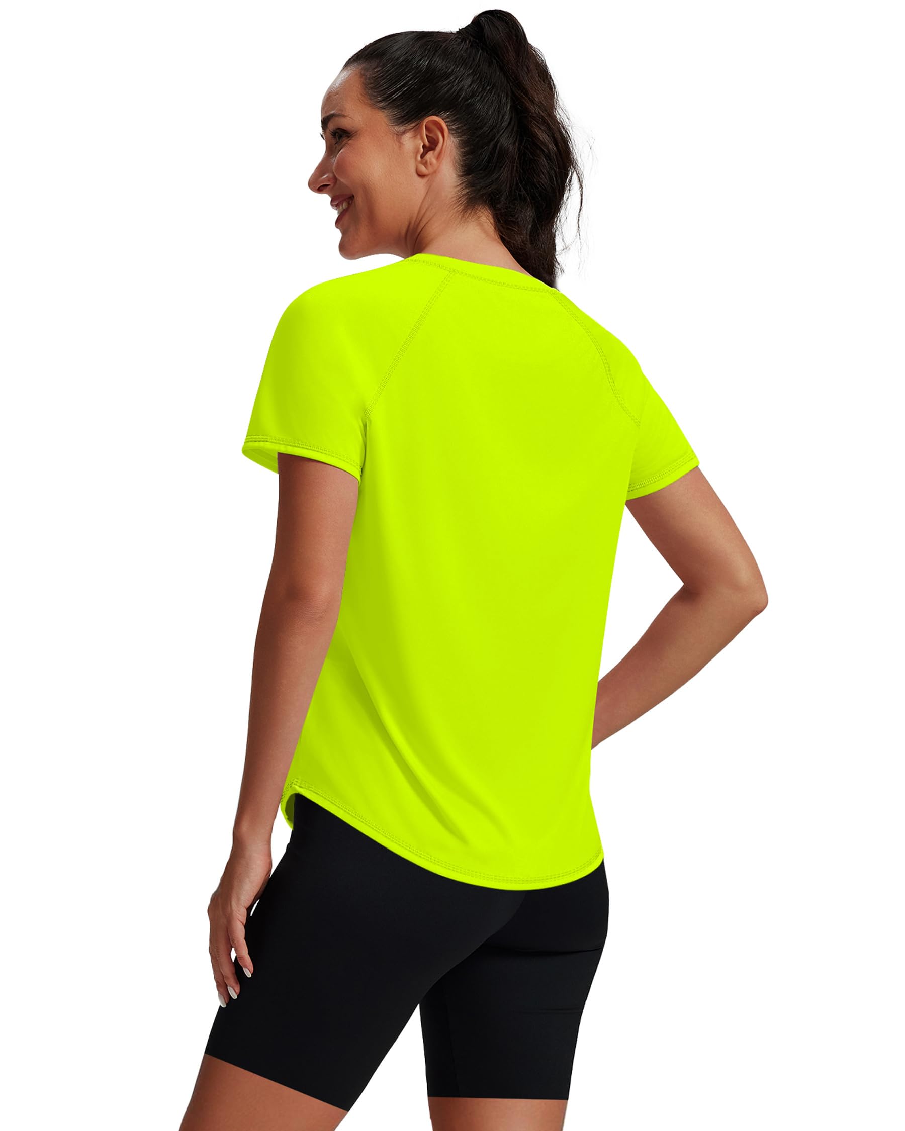 NIASHOT Womens Workout Tops Short Sleeve Yoga Pilates Outfits Athletic Gym Running UV Protection Shirts with Mesh