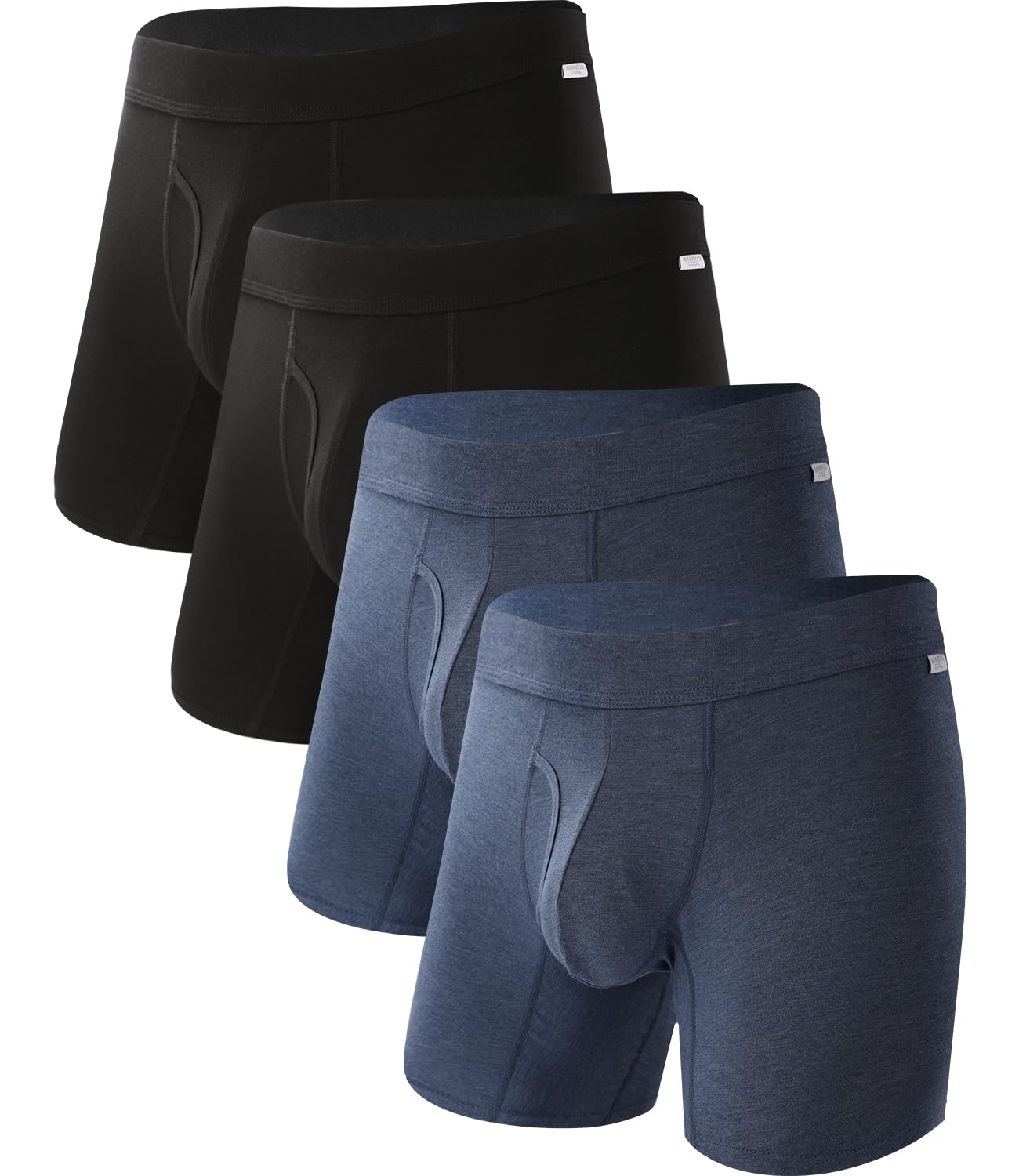 BAMBOO COOL Men's Ultra ComfortSoft Underwear, Moisture Wicking & Breathable No Ride Up Boxer Briefs with Fly, Multipack