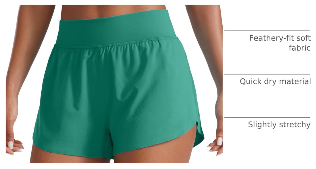 CRZ YOGA High Waisted Split Running Shorts 3" | Mesh Liner, Quick Dry, Lightweight, for Women