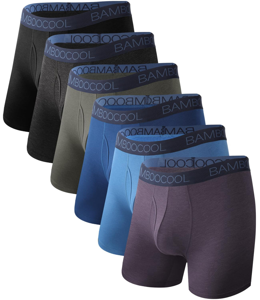 BAMBOO COOL Ultra Soft Mens Underwear Boxer Briefs 6-Pack | Bamboo Fabric‌,No Ride Up,More Breathable Than Cotton
