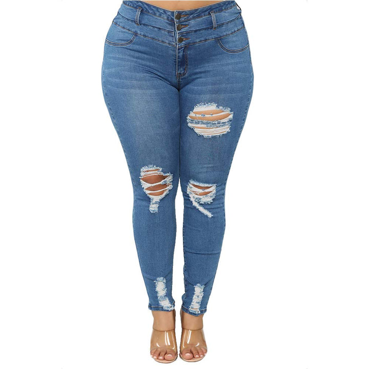 ALLABREVE Womens Plus Size Skinny Jeans Stretchy High Waisted Ankle Jean Ripped Slim Fit Washed Denim Distressed Tight Jean
