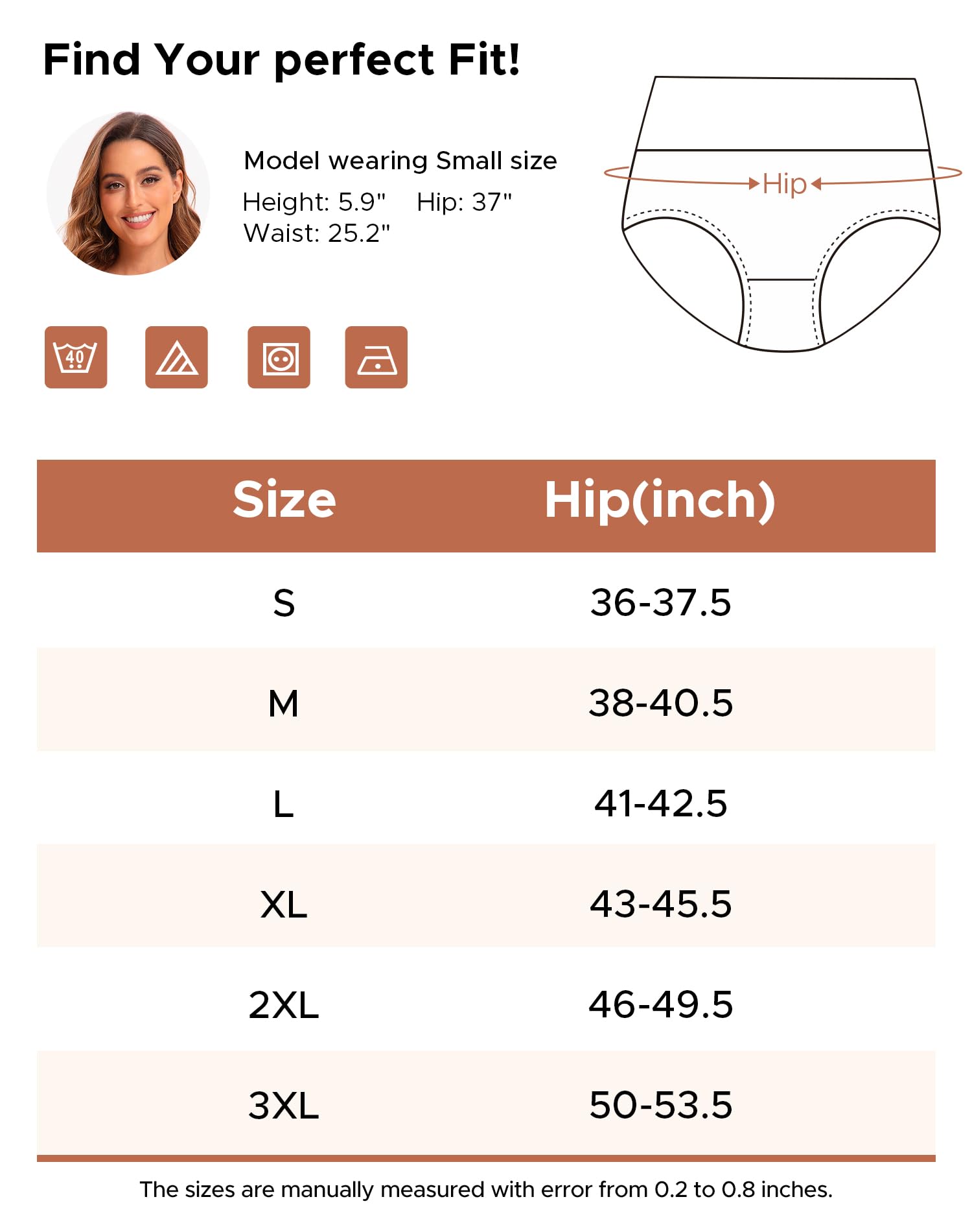INNERSY Women's High Waisted Underwear Cotton Panties Regular & Plus Size 5-Pack