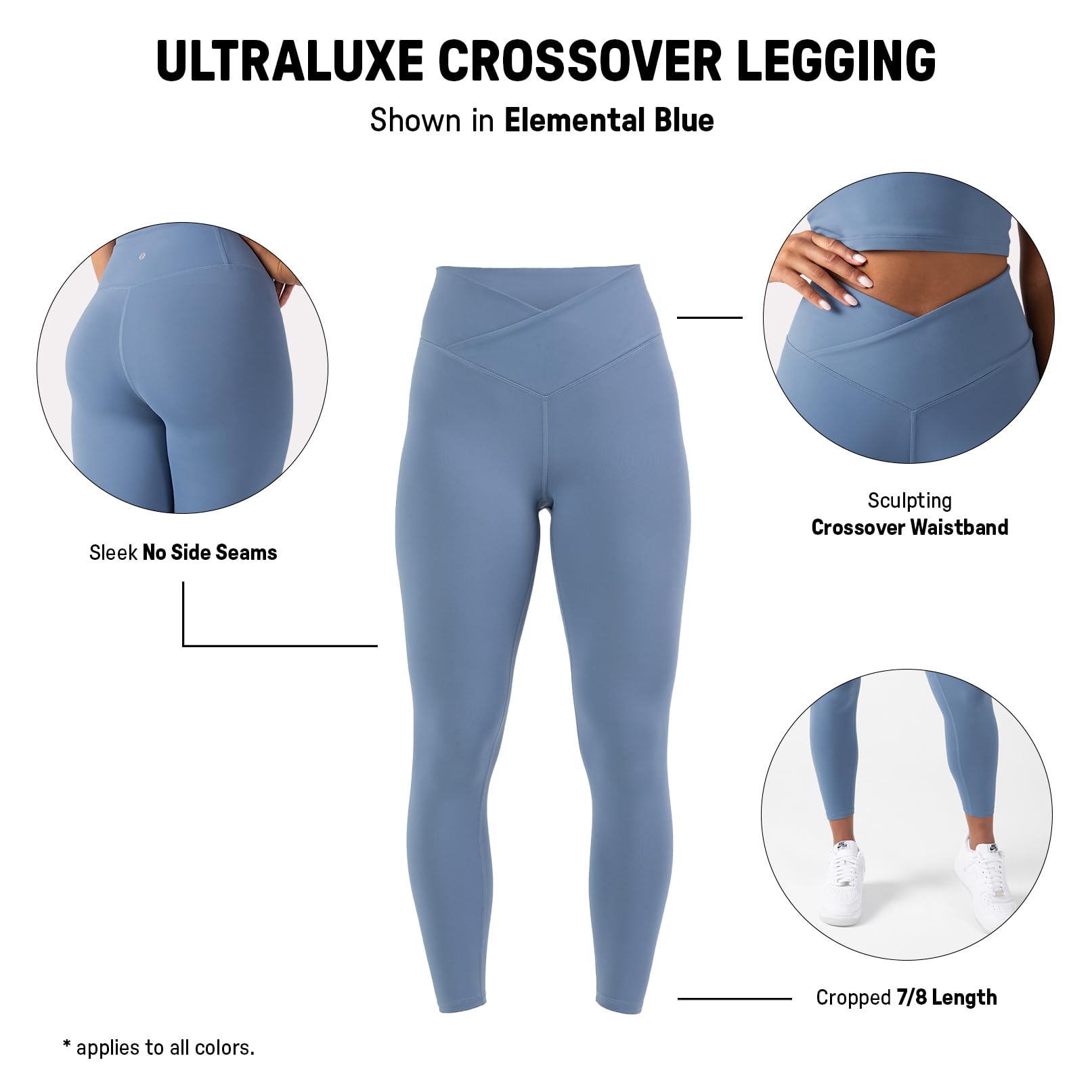 YITTY Active Women's Ultraluxe Crossover High-Waist Legging, Athleisure, 4-Way-Stretch