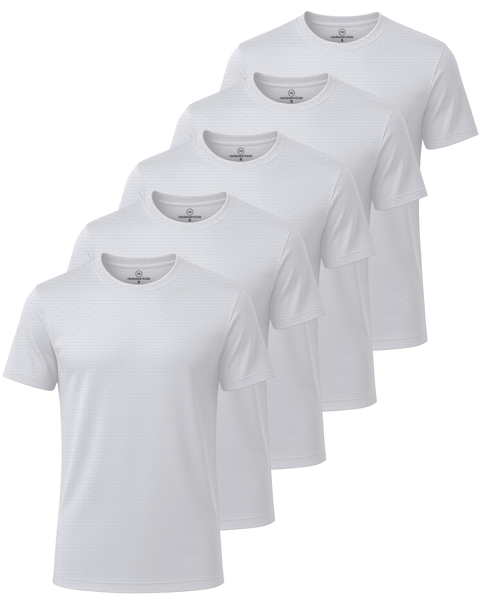 5 Pack Men's Dry Fit Short Sleeve Crew T Shirts Gym Tees Athletic Workout | Breeze Tech, Cooling Moisture Wicking Breathable, Soft Casual Workout, Running Hiking Exercise Soccer