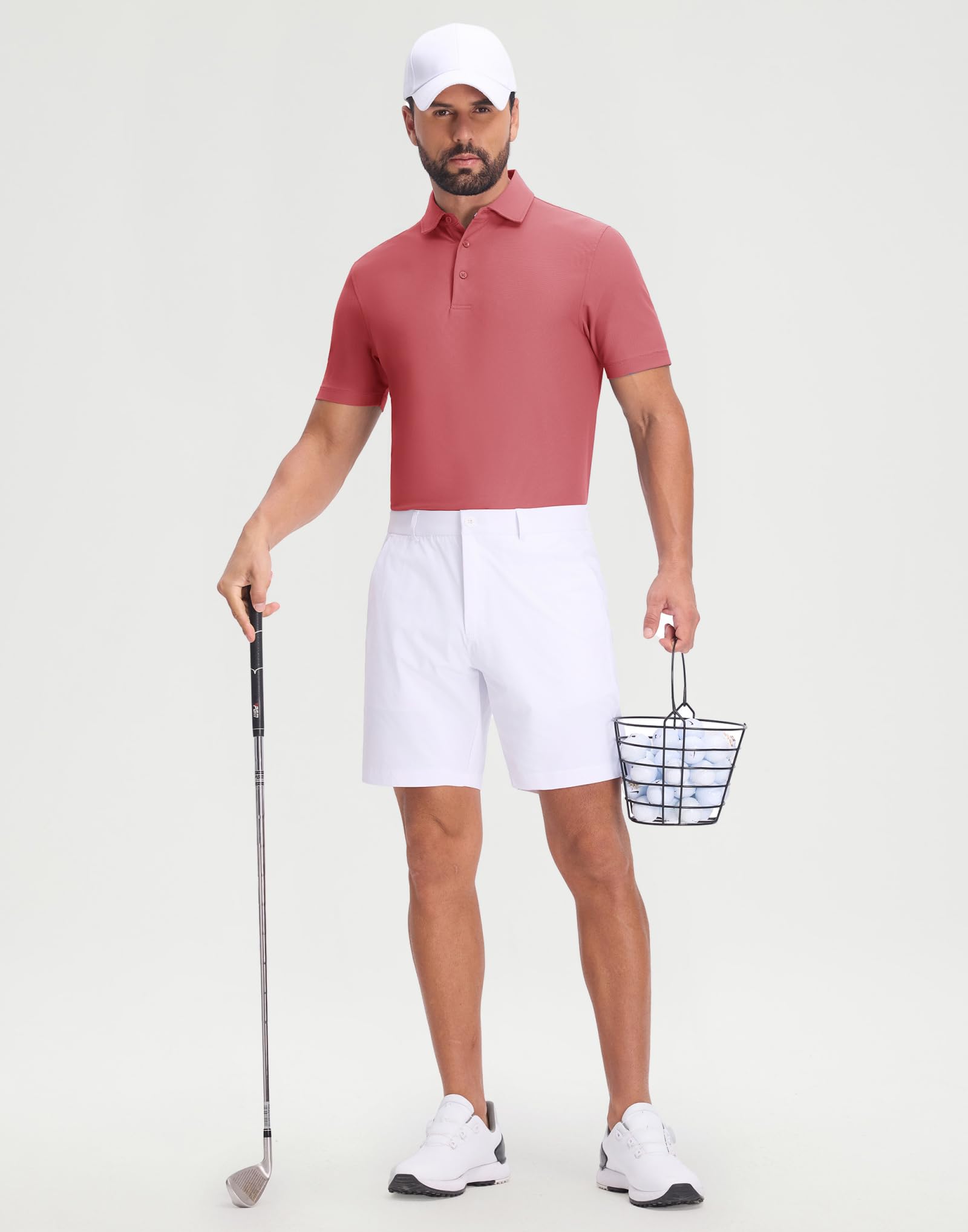 M MAELREG Golf Shirts for Men Dry Fit Waffle Textured Collared Short Sleeve Moisture Wicking Casual Sports Mens Polo Shirts