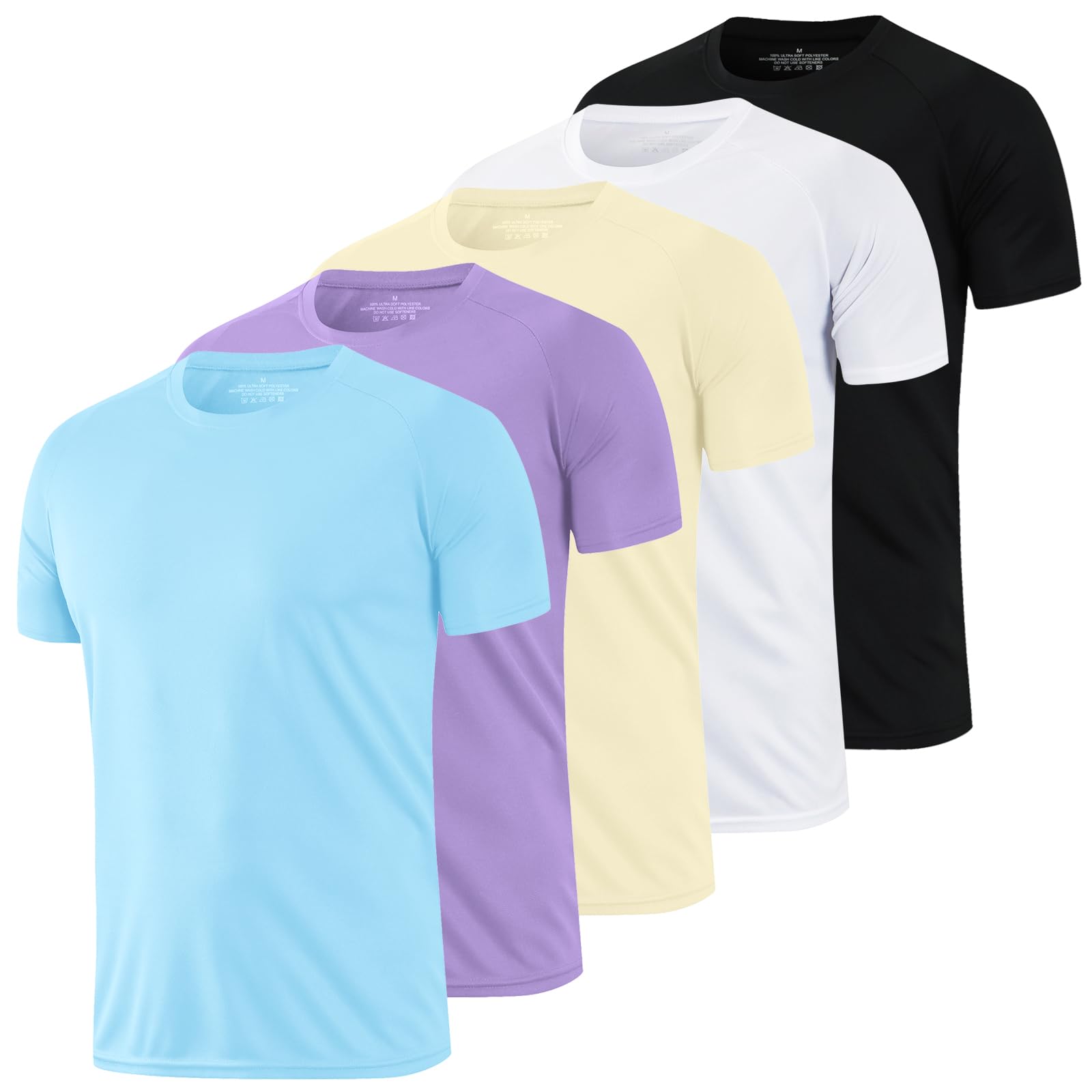 HovSiyla 1/5 Pack Running Shirts Men Sport Tops Dry Fit Gym Wicking Athletic T Shirts Breathable Cool Workout Shirts