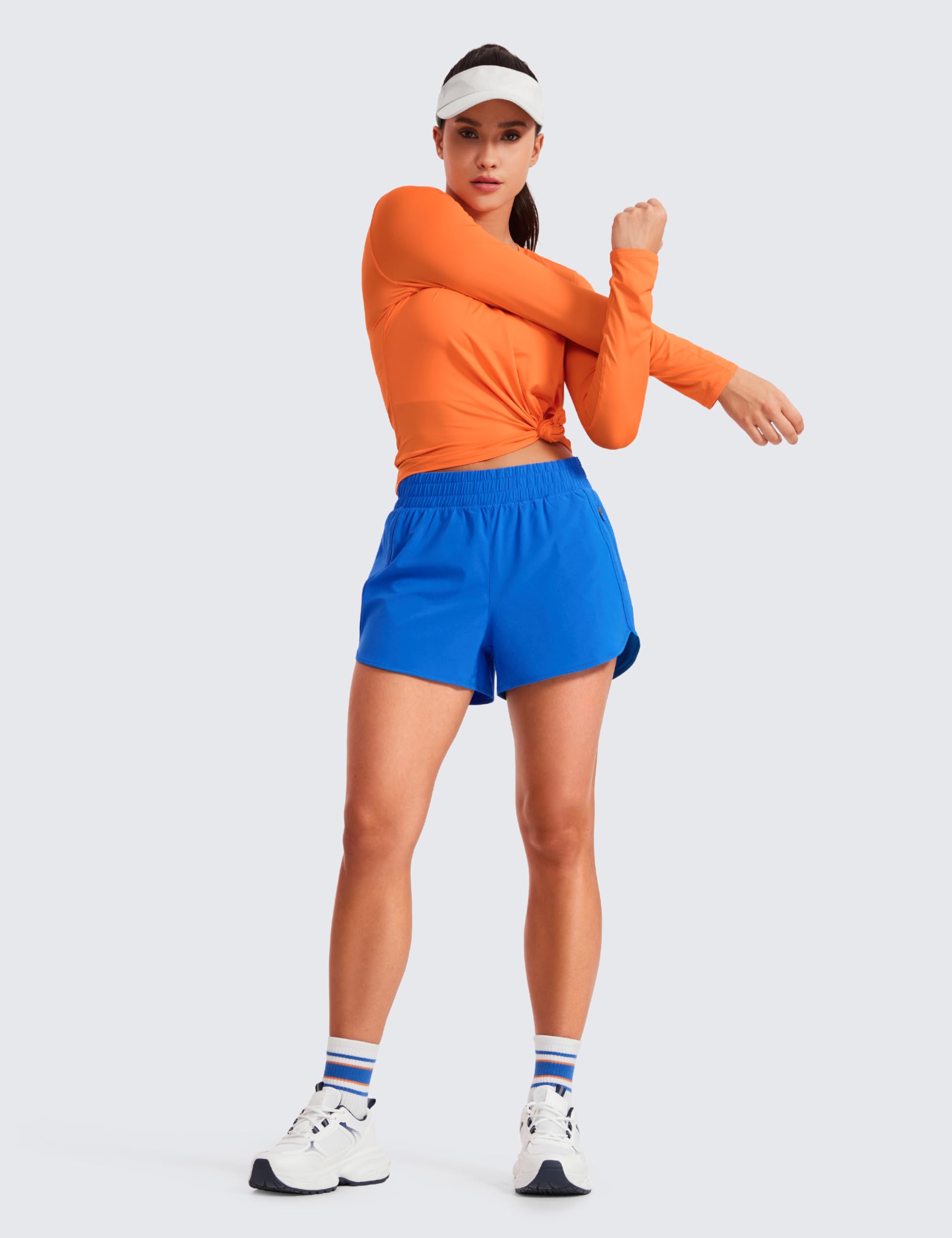 CRZ YOGA Dolphin Athletic Shorts 3" | High Waisted, Mesh Liner, Quick Dry, Lightweight, A Zip Pocket, for Women