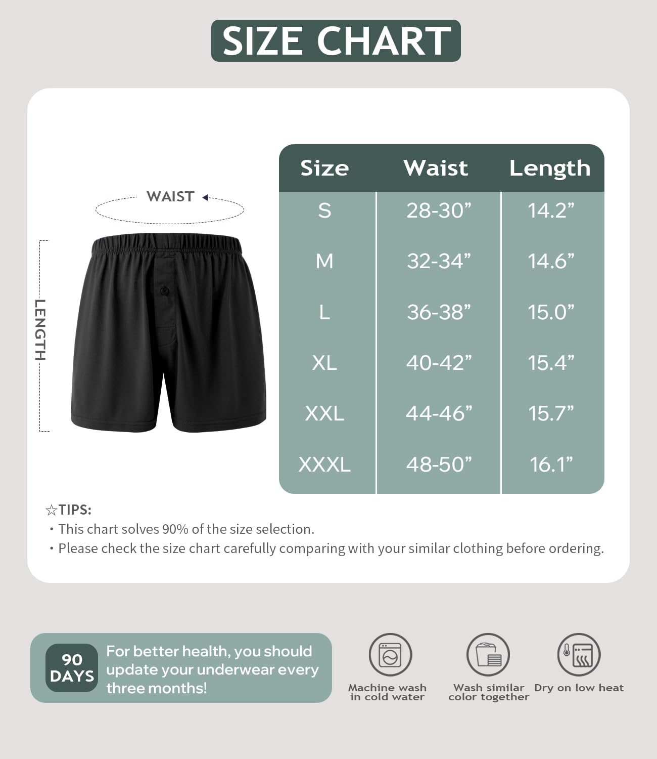 BAMBOO COOL Mens Boxers Durable Comfortable Boxer Shorts for Men Loose Ultra-Soft Men's Underwear (3 or 5 Pack)