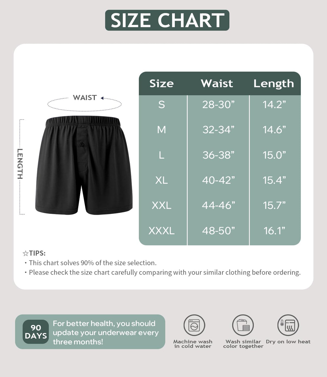 BAMBOO COOL Mens Boxers Durable Comfortable Boxer Shorts for Men Loose Ultra-Soft Men's Underwear (3 or 5 Pack)