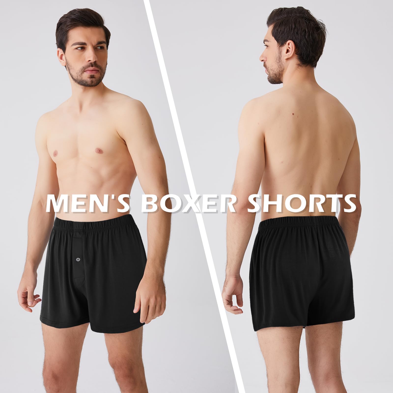 BAMBOO COOL Mens Boxers Short Classic Fit Soft Casual Underwear Loose Breathable Boxer Shorts for Men