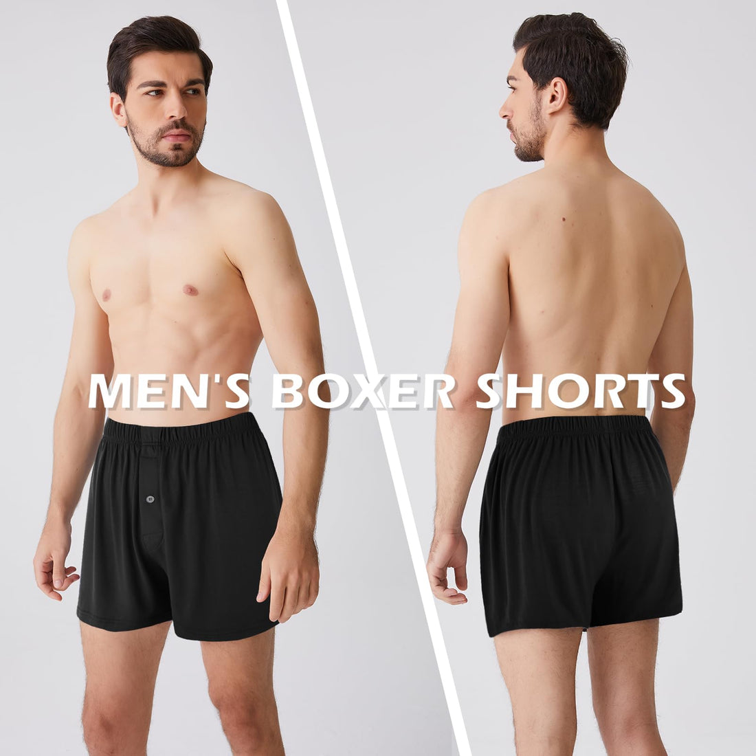 BAMBOO COOL Mens Boxers Short Classic Fit Soft Casual Underwear Loose Breathable Boxer Shorts for Men
