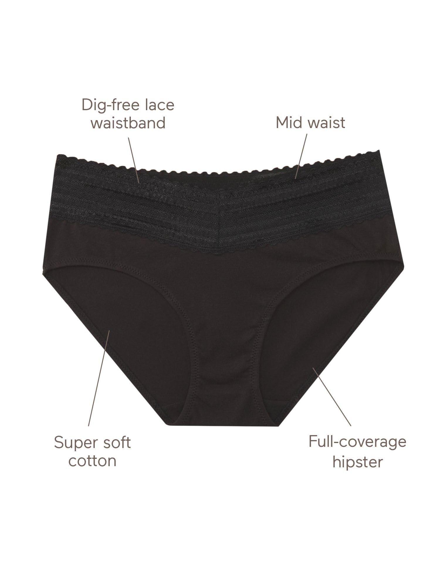 Warner's Women's Blissful Benefits Dig-Free Comfort Waist with Lace Cotton Hipster 3-Pack Ru2263w