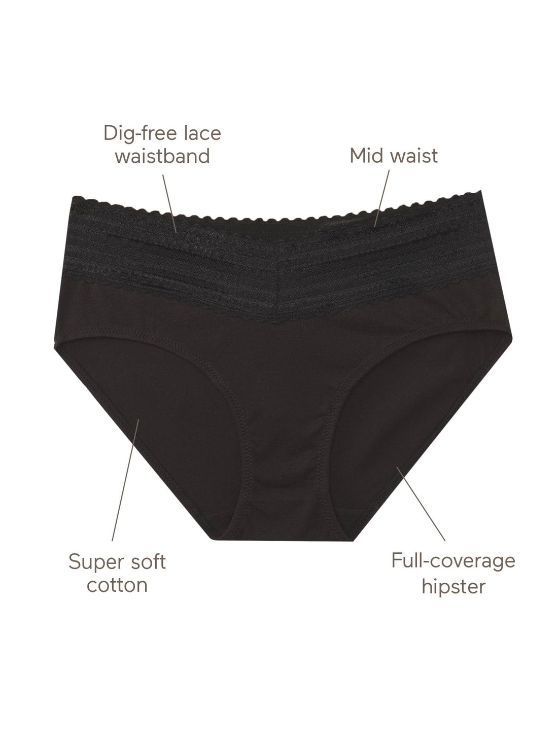Warner's Women's Blissful Benefits Dig-Free Comfort Waist with Lace Cotton Hipster 3-Pack Ru2263w