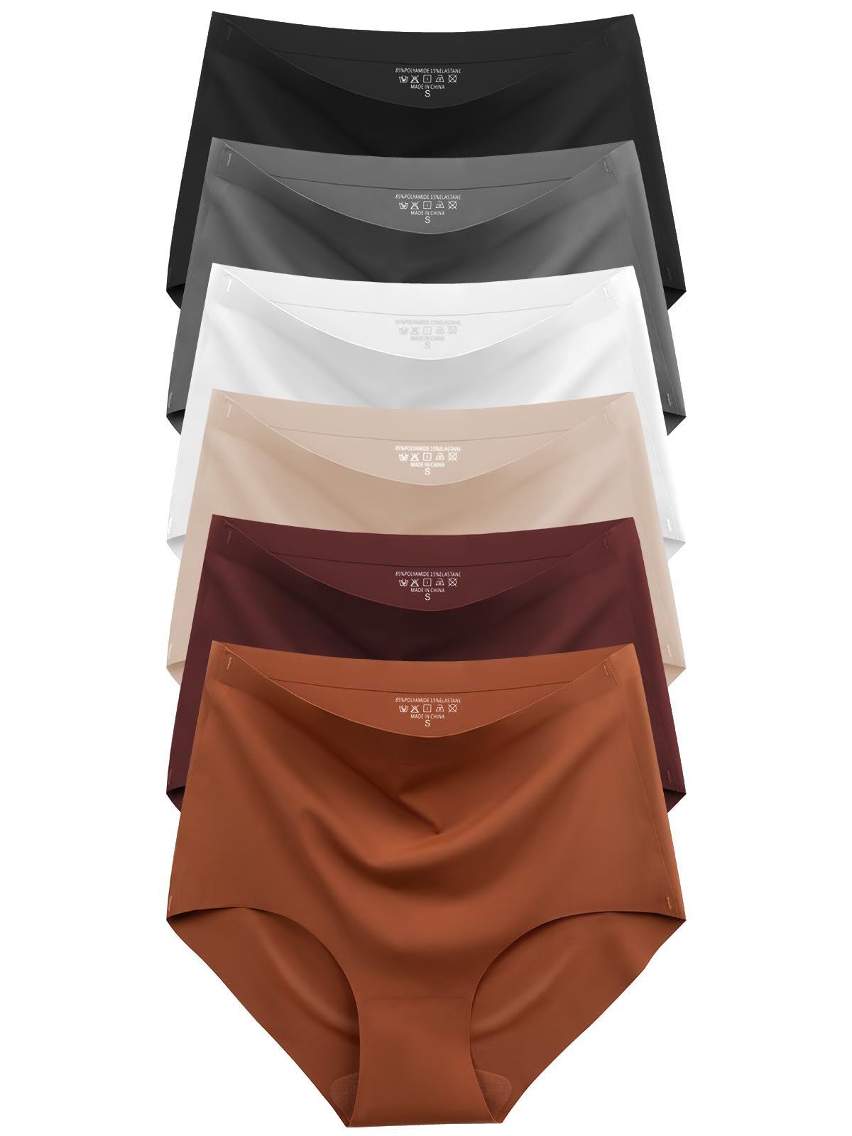 Cuweni Womens Underwear Seamless High Waisted Briefs Silky Stretch No Show Breathable Full Coverage Ladies Panties 6 Pack