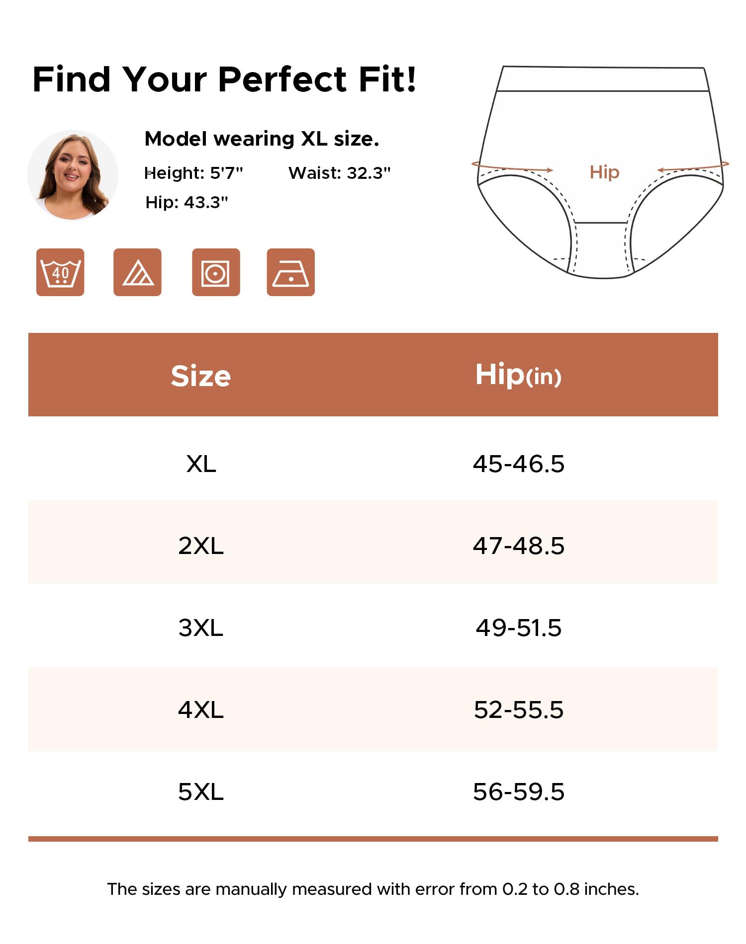 INNERSY Womens Plus Size Underwear High Waisted Cotton Briefs 4-Pack