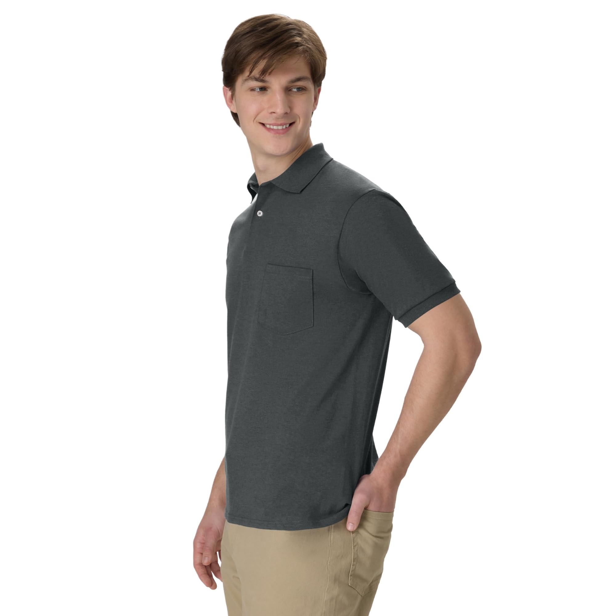 Hanes Men's Short Sleeve Jersey Pocket Polo (Pack of 2)