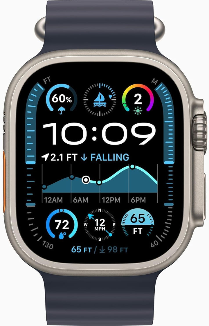 Apple Watch Ultra 2 [GPS + Cellular, 49mm] - Titanium Case with Blue Ocean Band, One Size (Renewed Premium)