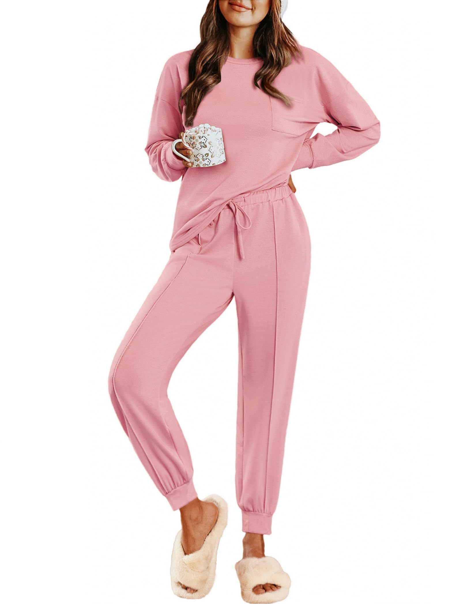 Ekouaer Lounge Sets for Women 2 Piece Jogger Pants Pajamas