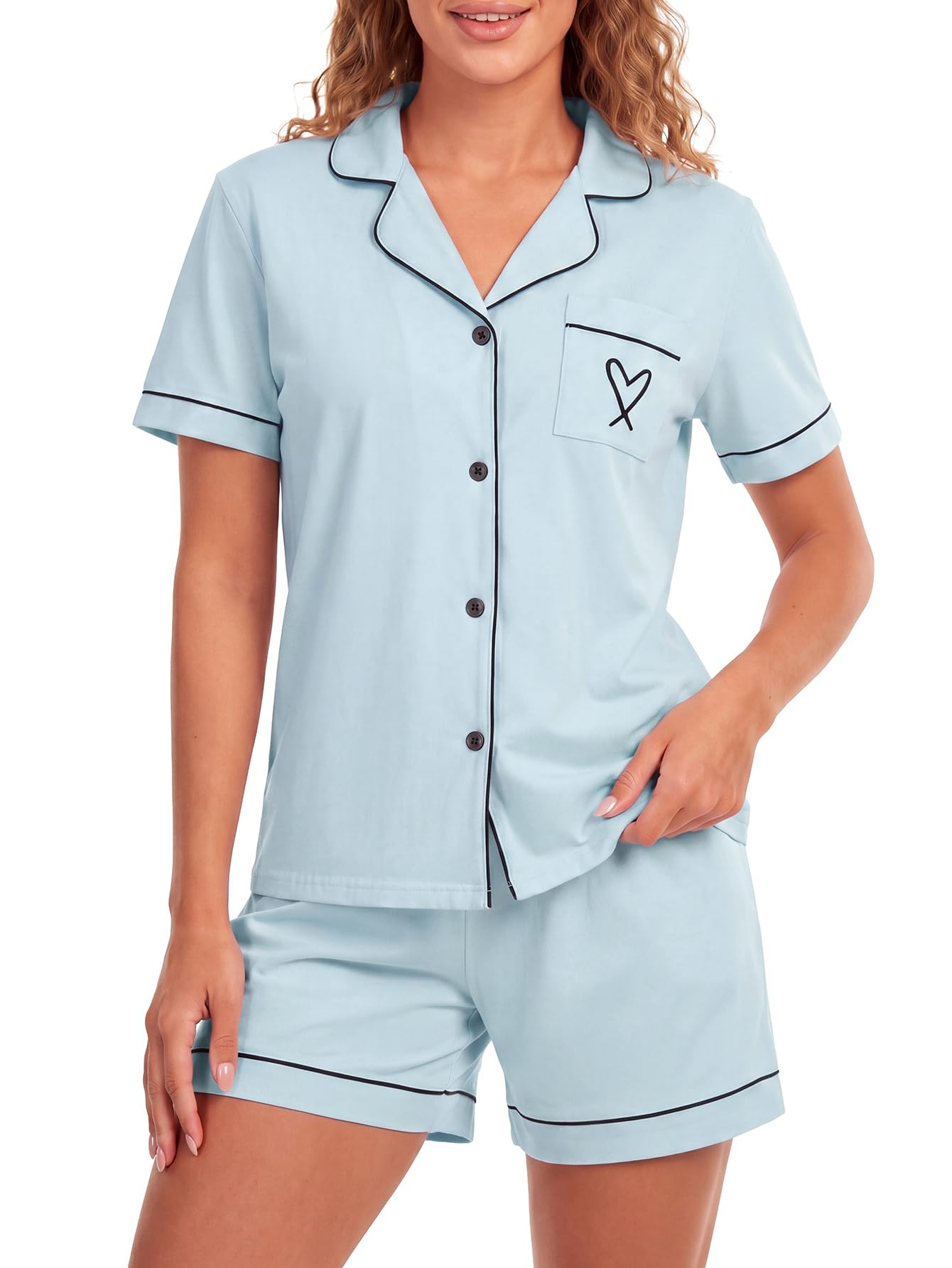 LYANER Women's Heart Print Pajamas Sets