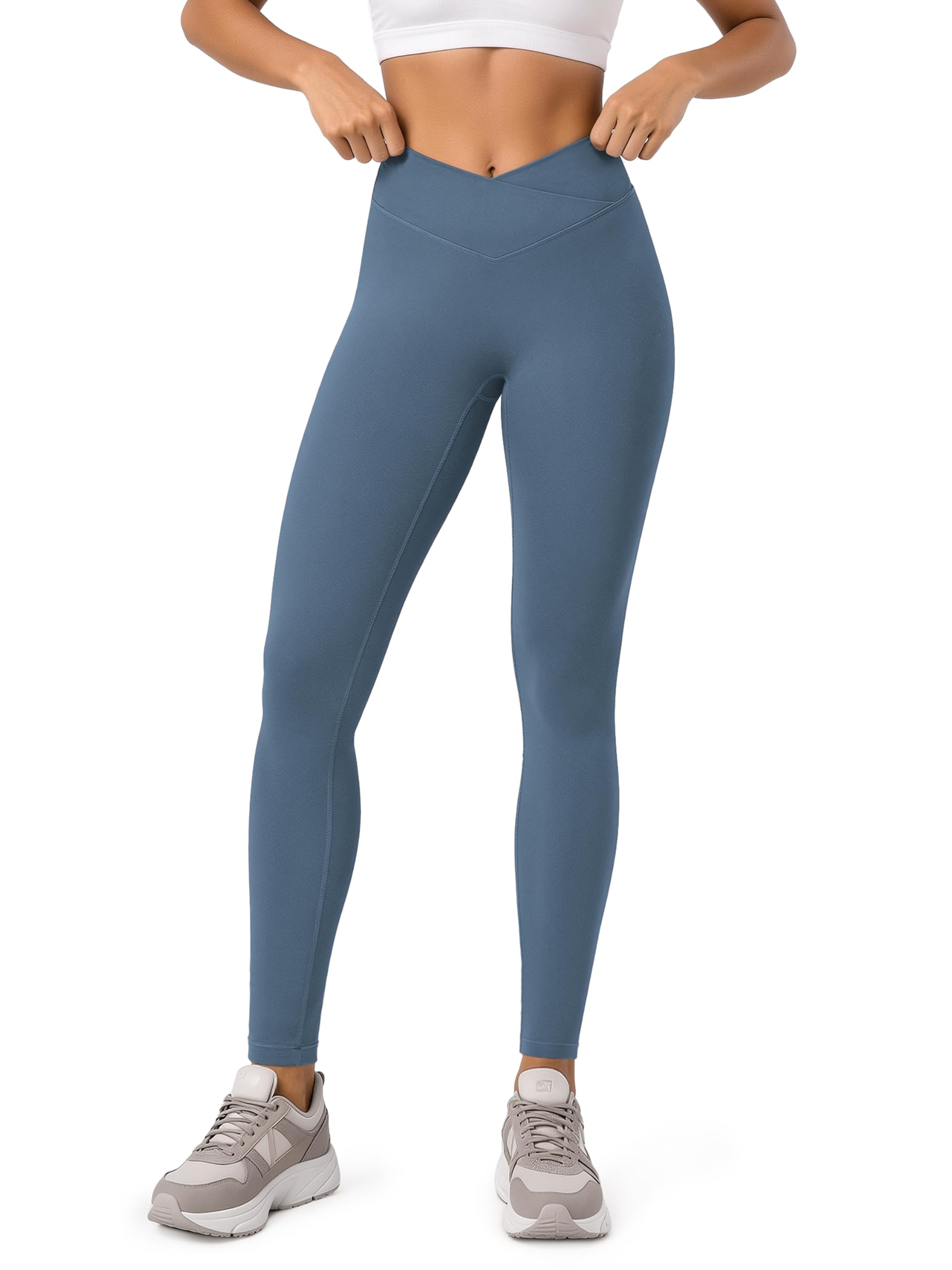 ODODOS Hidden Scrunch Butt Lifting Crossover Leggings for Women - 25" / 27" / 29" No Front Seam High Waist Yoga Pants