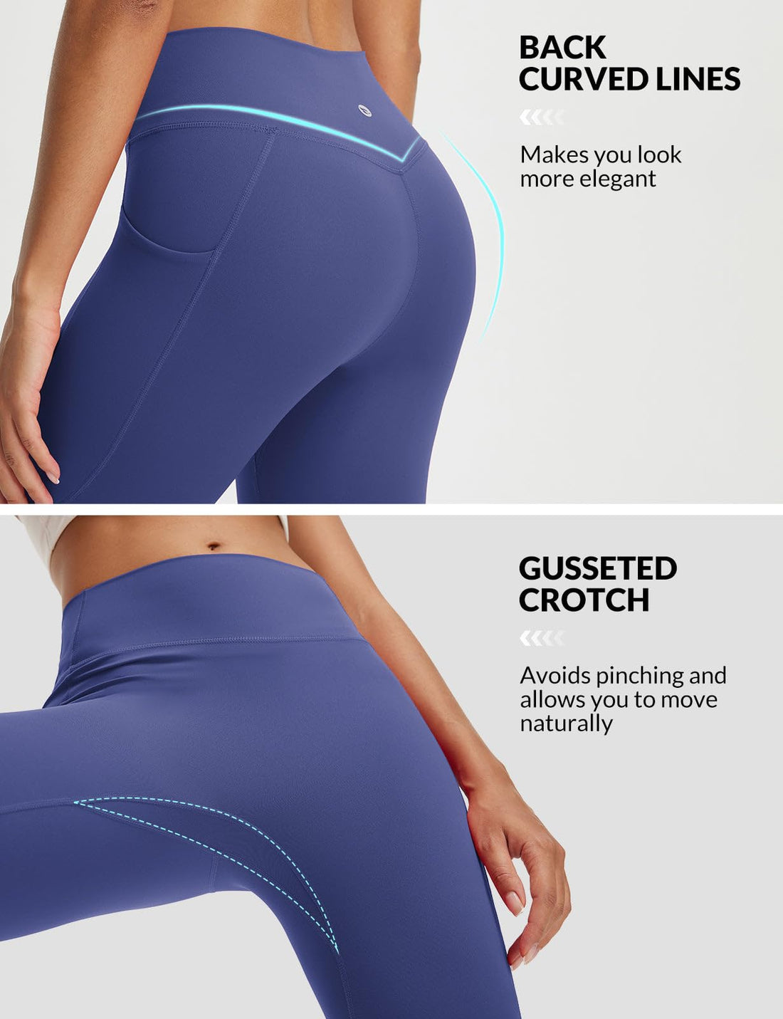 baleaf Women's Capri Leggings with 3 Pockets Tummy Control 21" Inseam Workout Capris Yoga Pants