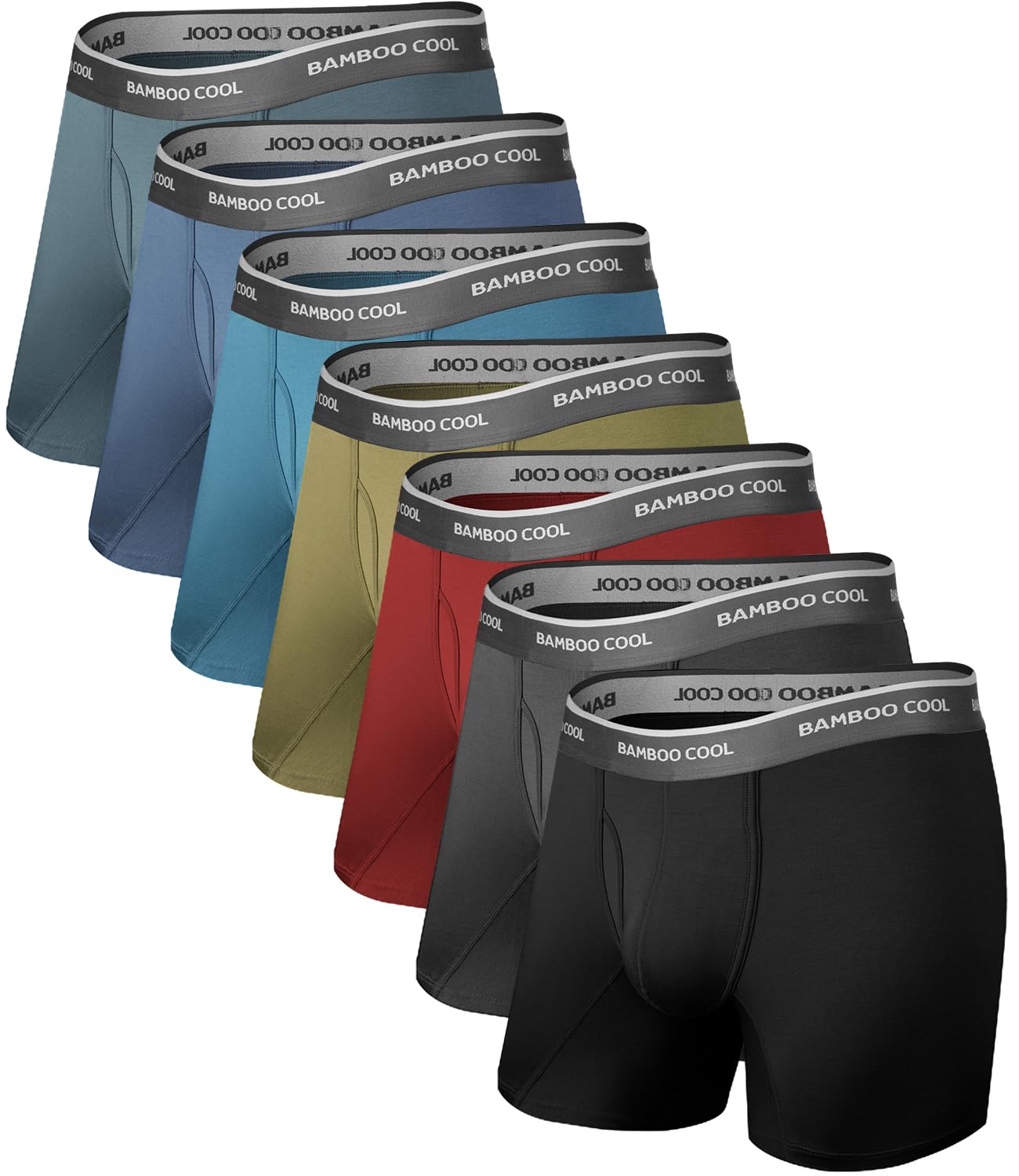 BAMBOO COOL Men's Underwear Boxer Briefs Soft Breathable Underwear (4 or 7 Pack)