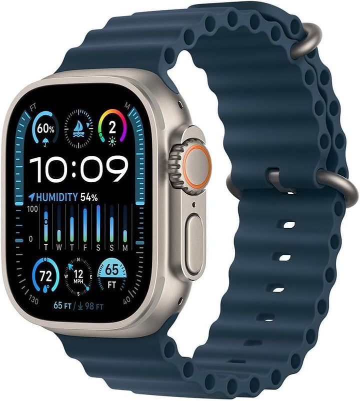 Apple Watch Ultra 2 [GPS + Cellular, 49mm] - Titanium Case with Blue Ocean Band, One Size (Renewed Premium)