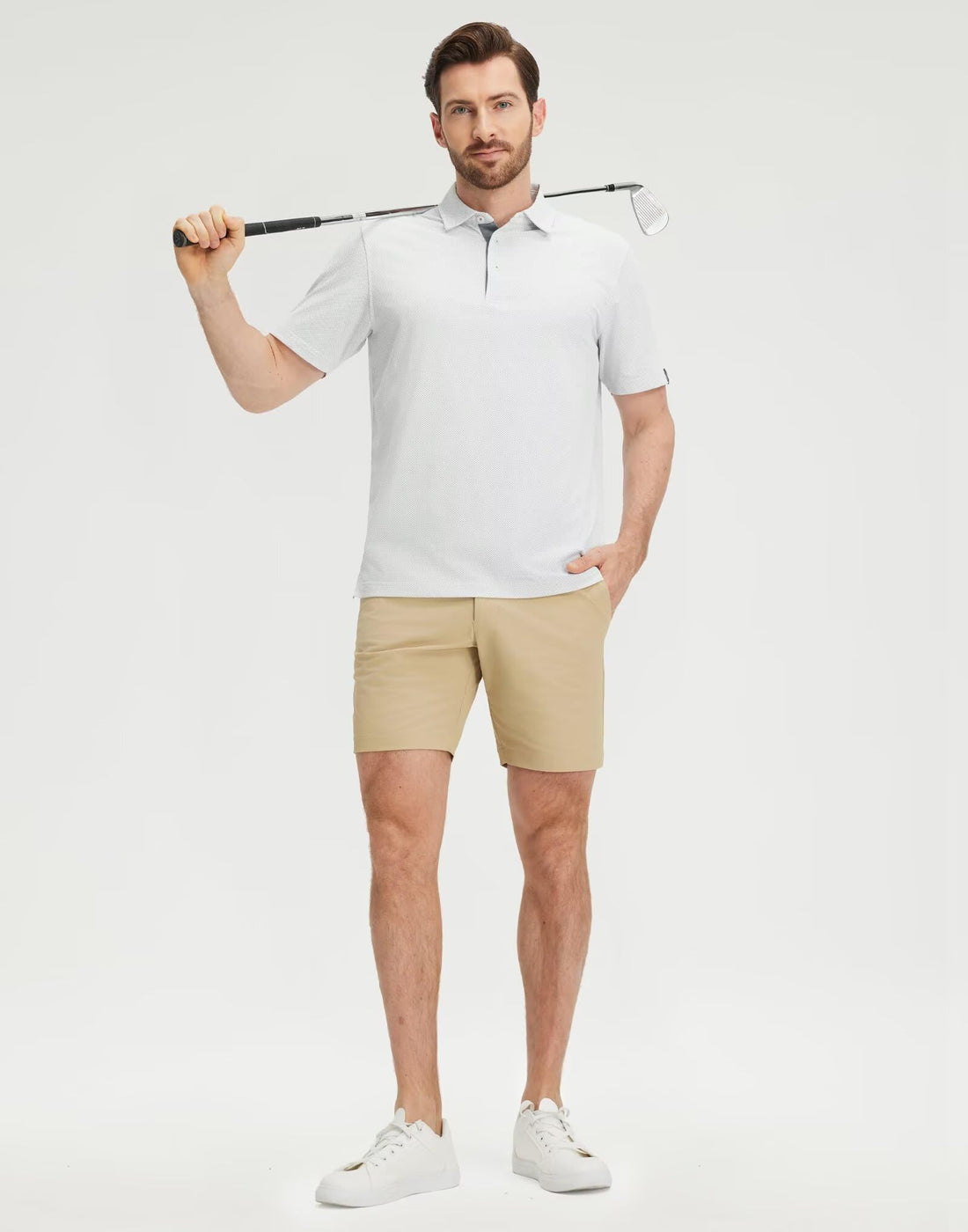 M MAELREG Mens Golf Shirts Short Sleeve Performance Moisture Wicking Dry Fit Collared Jacquard Polo Shirts for Men