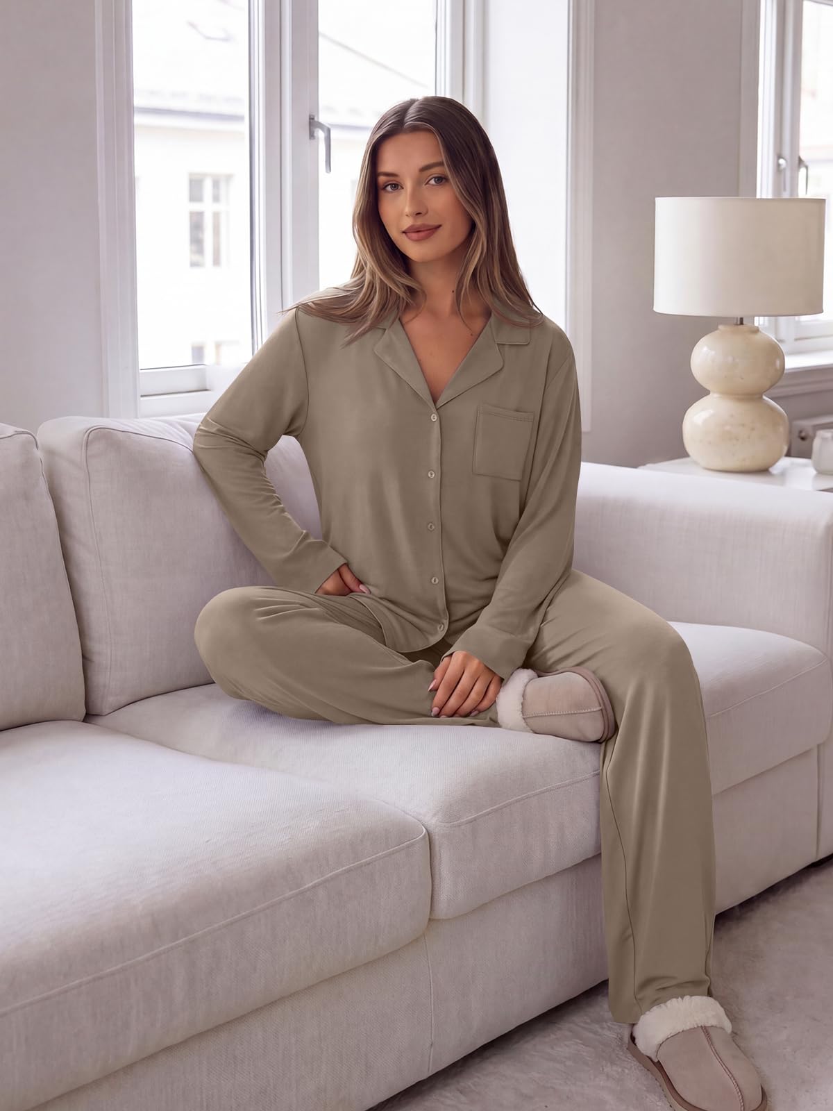 Trendy Queen Women Pajamas Set Sleepwear Fall 2 Piece Soft Lounge Pjs