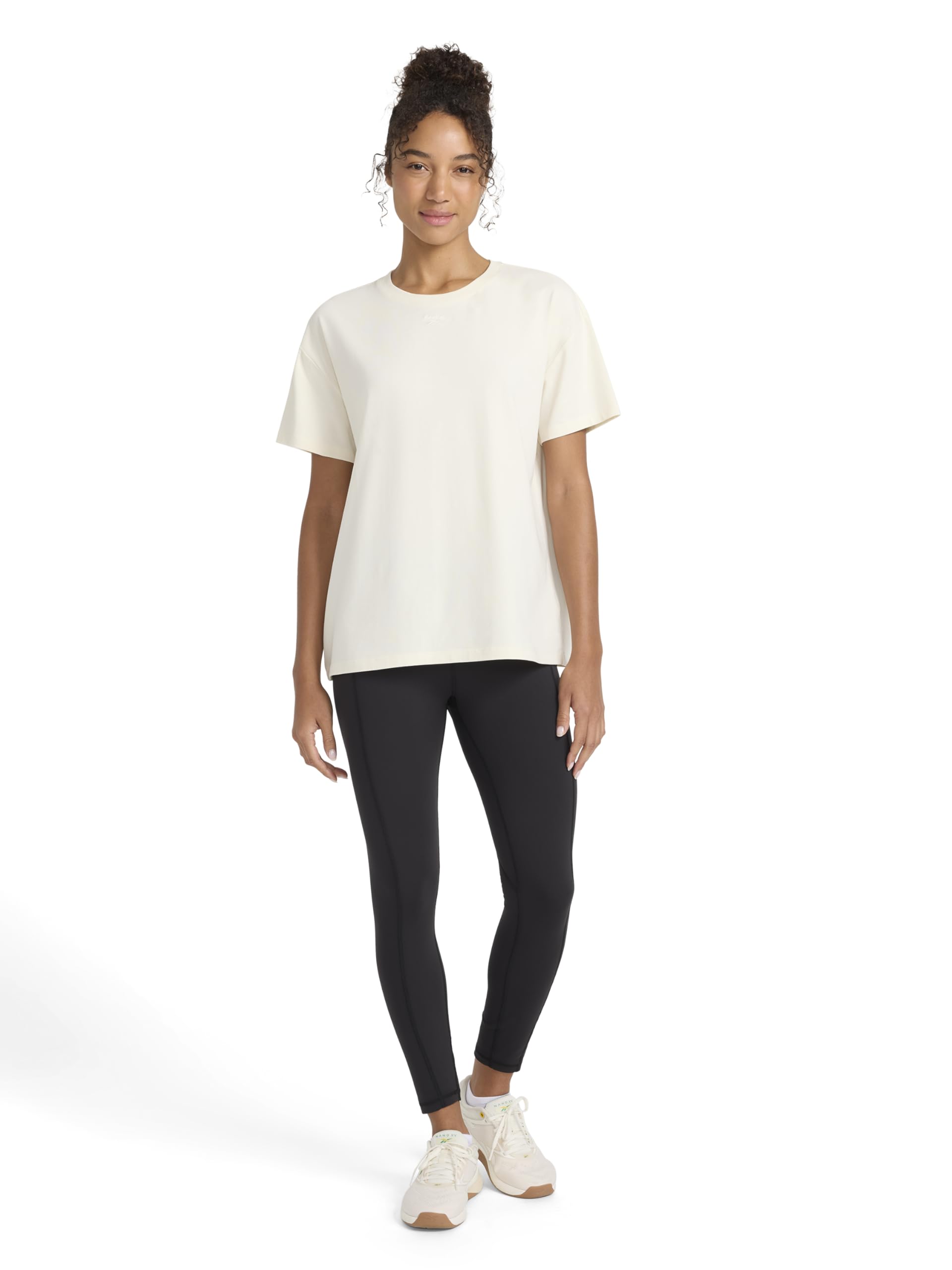 Reebok Women's Embroidery Hit Graphic Crewneck T-Shirt, Standard Fit, Lightweight Stretch Cotton Fabric