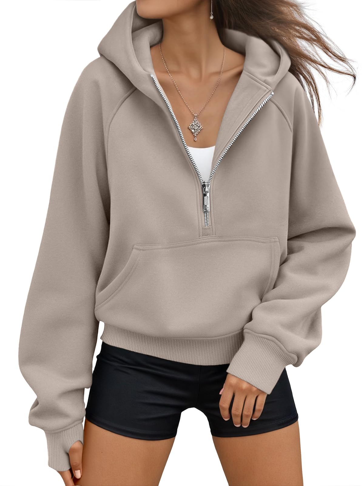 AUTOMET Womens Hoodies Half Zip Up Casual Comfort Fall Clothes 2026 | Fleece lined, hooded, jackets with pockets, travel airport Outfits, y2k sweatshirts, cute loung wear, winter sweaters