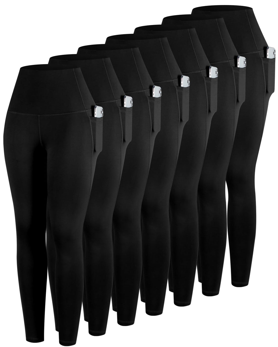 ATHVOTAR Leggings with Pockets for Women, 7 Packs High Waisted Workout Tummy Control Yoga Pants