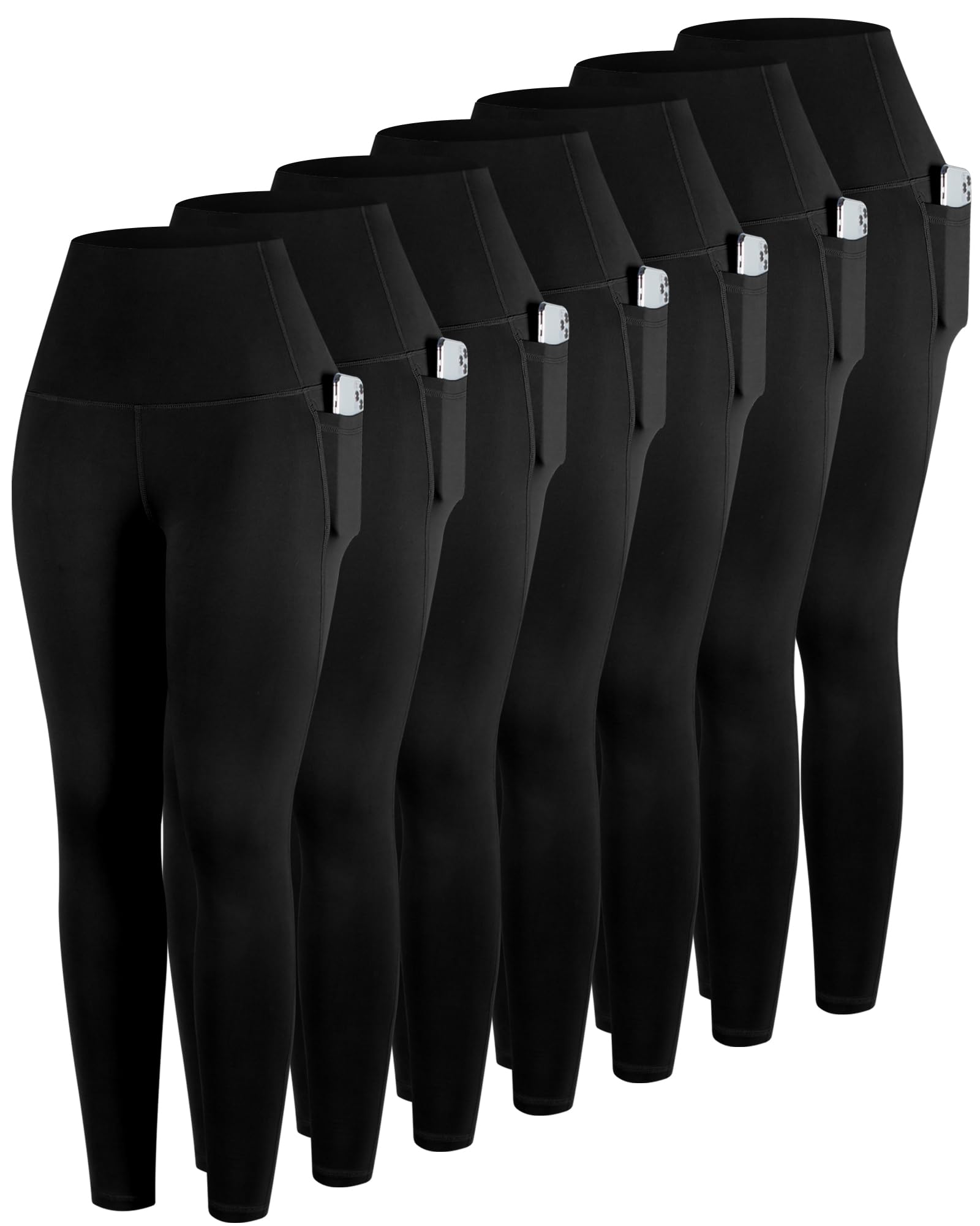 ATHVOTAR Leggings with Pockets for Women, 7 Packs High Waisted Workout Tummy Control Yoga Pants
