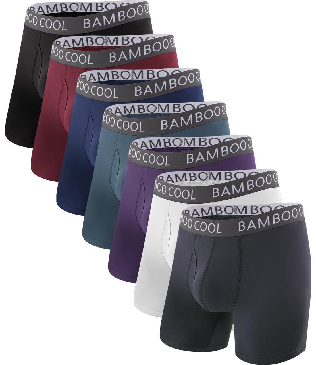 BAMBOO COOL Men's Ultra Breathable Underwear,No Riding Up Boxer Briefs with ComfortFlexible Waistband,Multipack