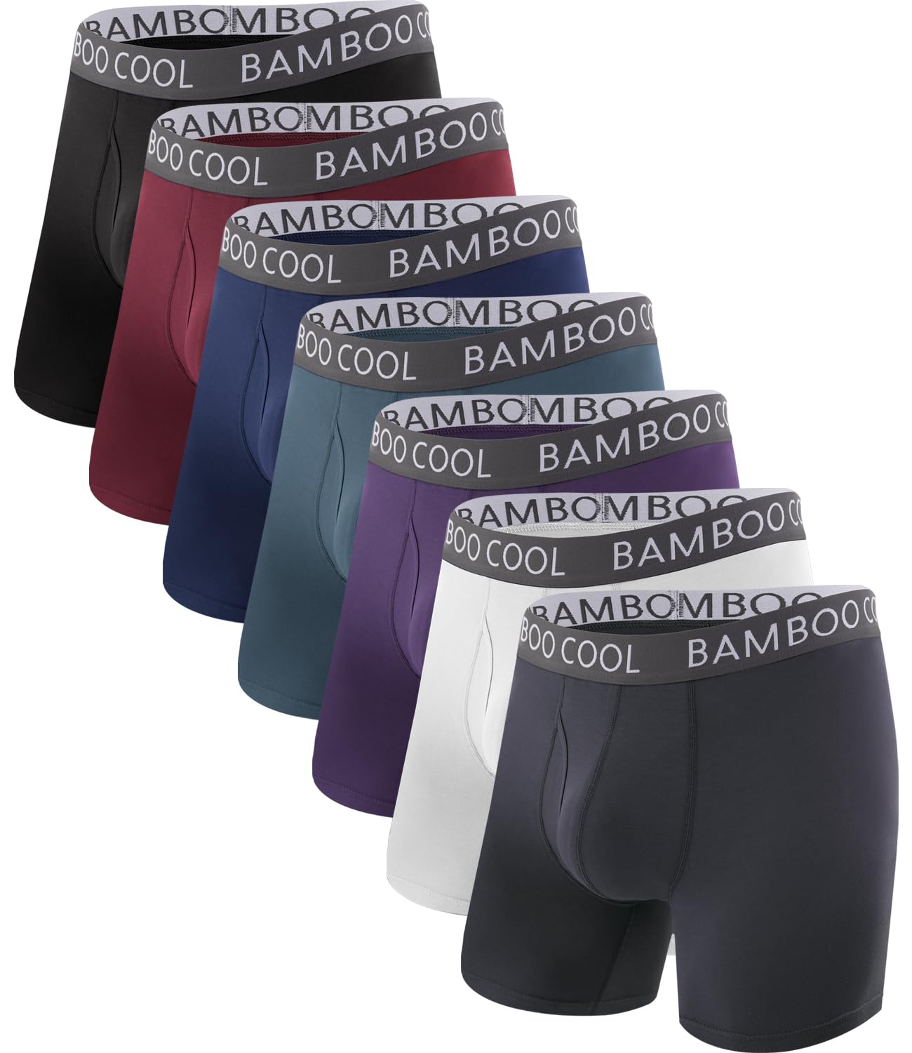 BAMBOO COOL Men's Ultra Breathable Underwear,No Riding Up Boxer Briefs with ComfortFlexible Waistband,Multipack