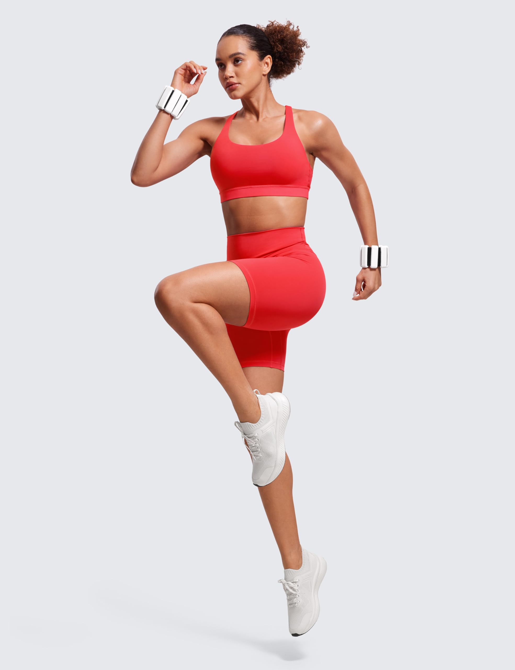 CRZ YOGA Naked Feeling Strappy Sports Bras | Medium Support, Removable Pads, Yoga, Sleek, Scoop Neck, for Women